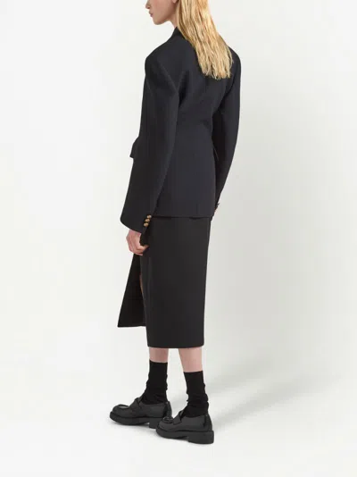 Prada Double-breasted Blazer In Black