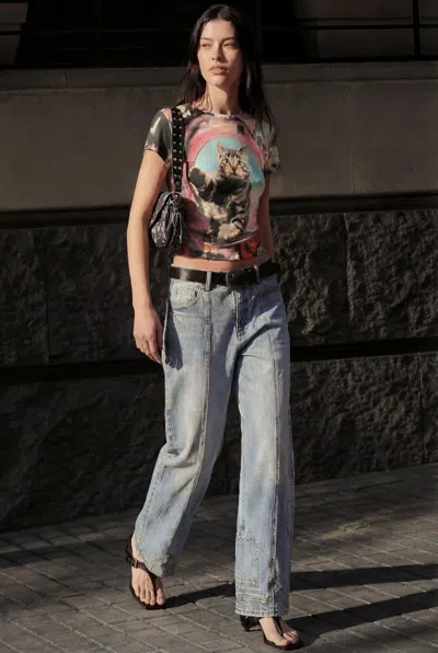Desigual Printed Cat T-shirt In Multi
