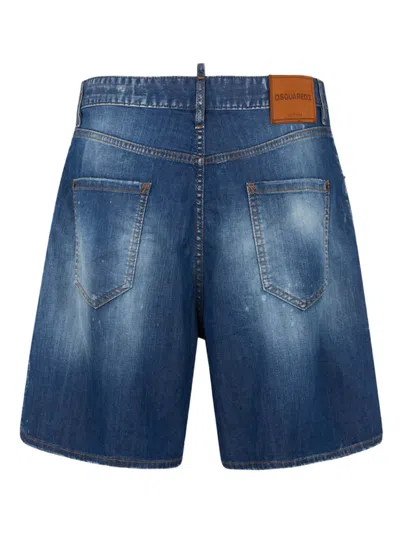 Dsquared2 Logo-patch Denim Shorts In Blue