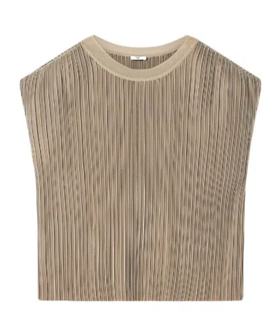 Joseph Womens Powder Cedre Pleated Satin Top In Brown