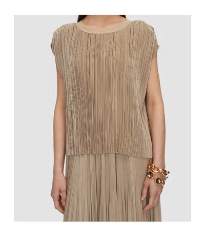 Joseph Womens Powder Cedre Pleated Satin Top In Brown