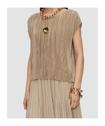 Joseph Womens Powder Cedre Pleated Satin Top In Brown