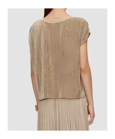 Joseph Womens Powder Cedre Pleated Satin Top In Brown