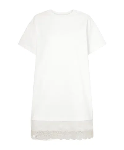 Staud Grier Silk And Lace-trimmed Cotton-jersey Mini Dress In White
