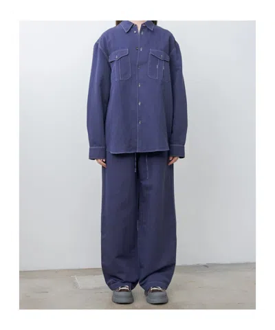 Studio Nicholson Sonny Relaxed Drawstring Pants In Blue