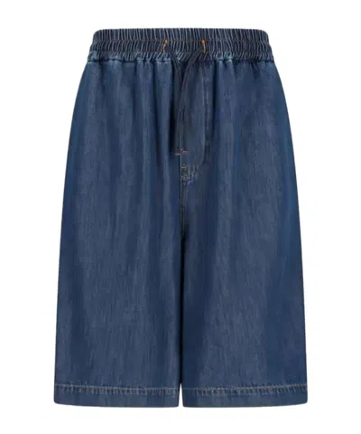 Darkpark Drawstring Denim Shorts In Blue
