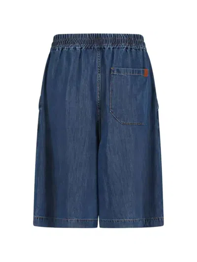 Darkpark Drawstring Denim Shorts In Blue