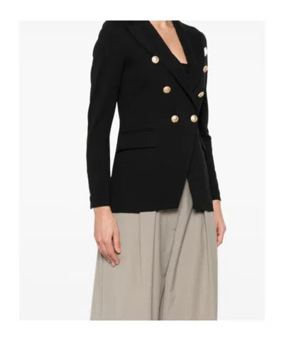 Circolo 1901 Black Solid Notched Lapel Blazer In Black