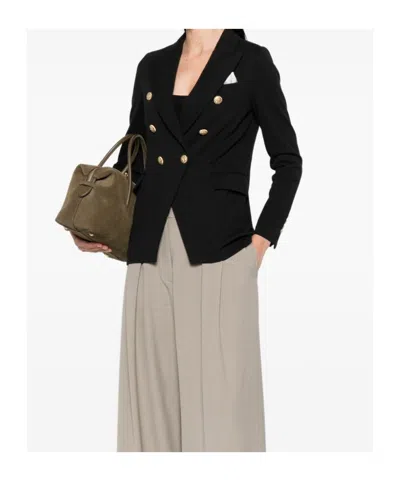 Circolo 1901 Black Solid Notched Lapel Blazer In Black