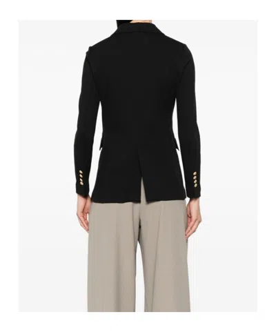 Circolo 1901 Black Solid Notched Lapel Blazer In Black
