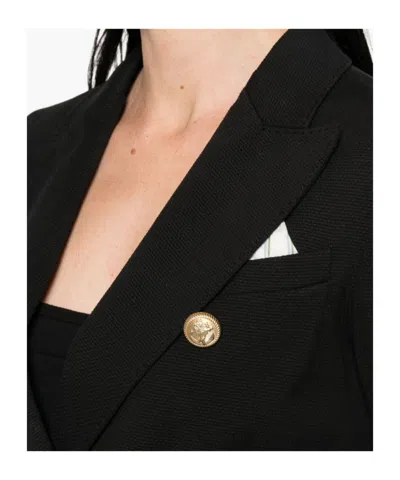 Circolo 1901 Black Solid Notched Lapel Blazer In Black