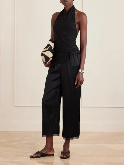 Staud Black Straight Flat Front Pants In Black