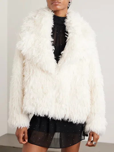 Staud Soprano Oversized Plush Jacket In White