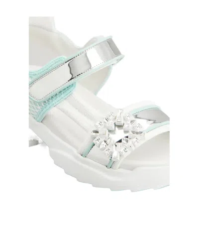 Roger Vivier Multicolor Viv On The Run Leather Sandals In White
