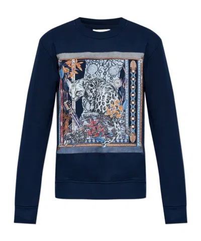 Etro Leopard-print Sweatshirt In Blue