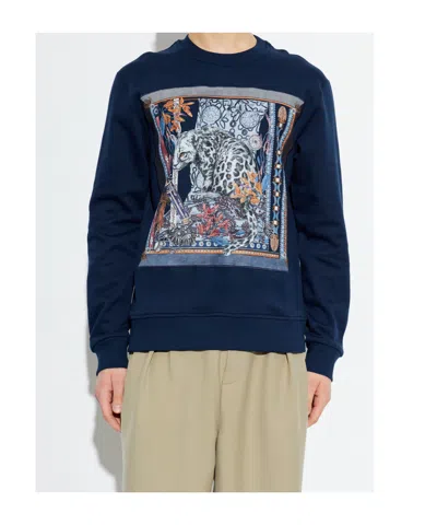 Etro Leopard-print Sweatshirt In Blue