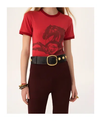 Chloé Printed Cotton-jersey T-shirt In Red
