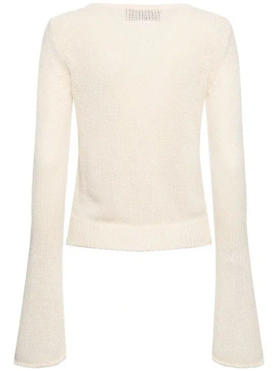 Aya Muse Openwork Knit Sweater In White