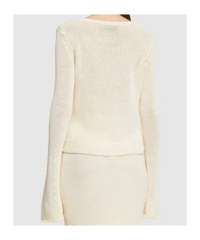 Aya Muse Openwork Knit Sweater In White