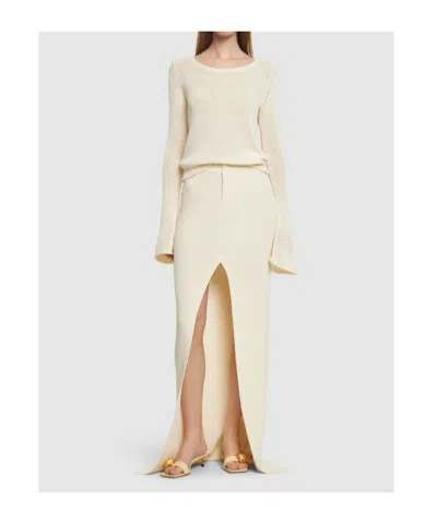 Aya Muse Openwork Knit Sweater In White