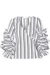 CAROLINE CONSTAS Athena ruffled striped stretch cotton-blend top