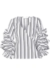 Caroline Constas Athena Ruffled Striped Stretch Cotton-blend Top