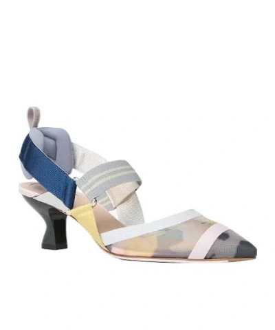 Fendi Multicolour Mesh Medium-heeled Slingbacks In Multi