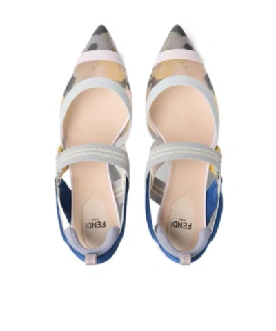 Fendi Multicolour Mesh Medium-heeled Slingbacks In Multi