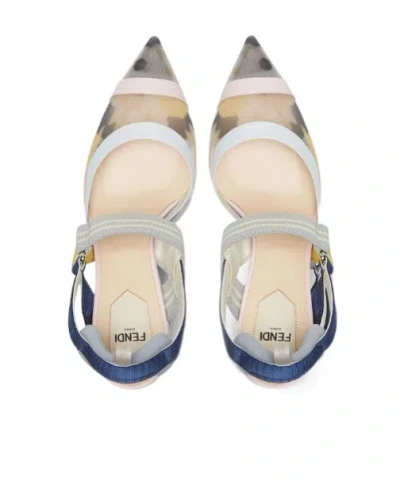 Fendi Multicolour Mesh Medium-heeled Slingbacks In Multi