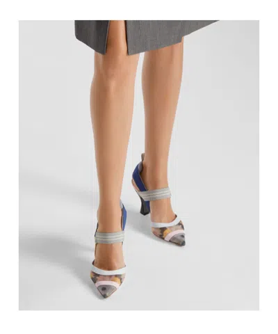 Fendi Multicolour Mesh Medium-heeled Slingbacks In Multi