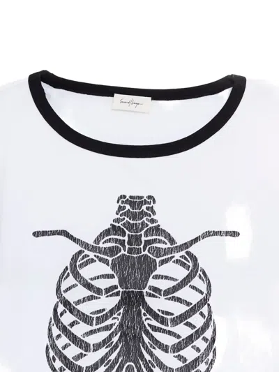 Second / Layer Long-sleeved Skeleton-print T-shirt In White