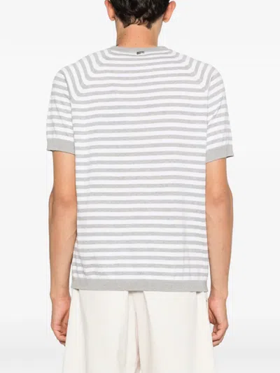 Herno Striped T-shirt In Gray
