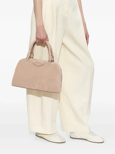 Givenchy Antigona East-west Medium Suede Top Handle Bag In Nude