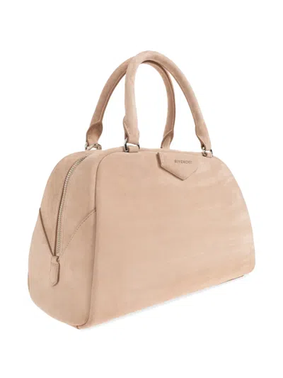 Givenchy Antigona East-west Medium Suede Top Handle Bag In Nude