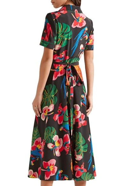 Shop Valentino Printed Silk Crepe De Chine Shirt Dress