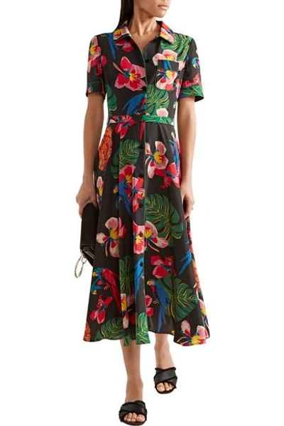 Shop Valentino Printed Silk Crepe De Chine Shirt Dress