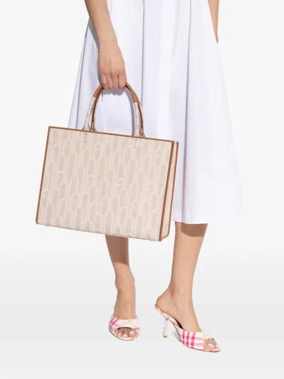 Furla Patterned Handle Tote Bag In Neutral