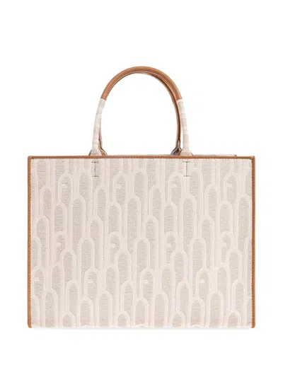 Furla Patterned Handle Tote Bag In Neutral