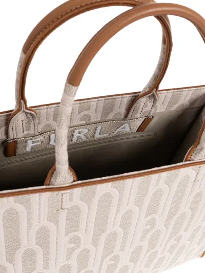 Furla Patterned Handle Tote Bag In Neutral