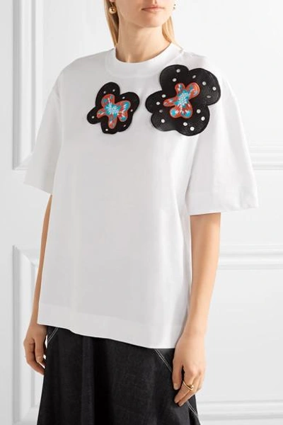 Shop Marni Appliquéd Stretch-cotton Jersey T-shirt