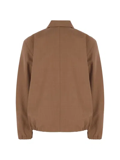 Auralee Zip-up Wool Jacket In Brown