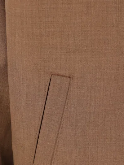 Auralee Zip-up Wool Jacket In Brown