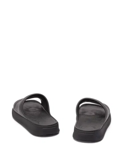 Moncler Altive Slide Sandals Open Toe Flat In Black