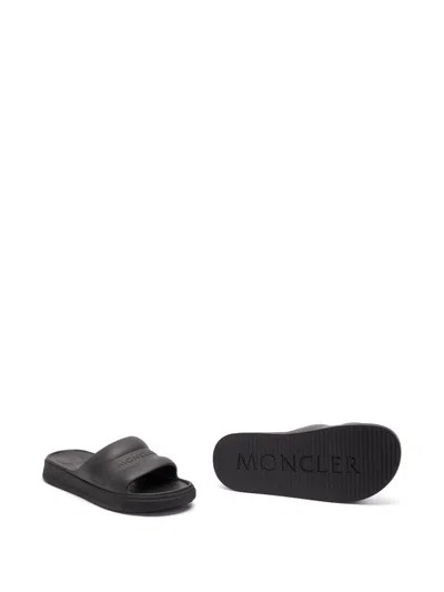 Moncler Altive Slide Sandals Open Toe Flat In Black