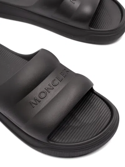 Moncler Altive Slide Sandals Open Toe Flat In Black