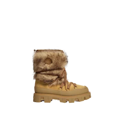 Moncler Peak Apres Suede And Shearling Ankle Boots In Orange