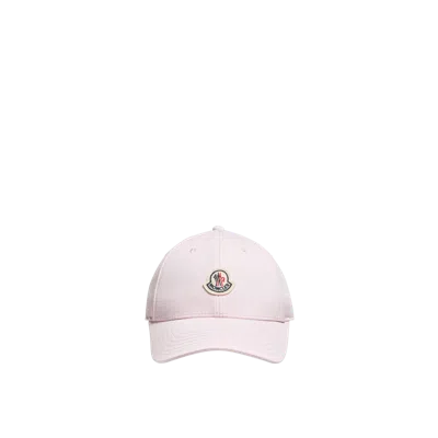 Moncler Structured Cotton Baseball Cap With Adjustable Fit In Pink