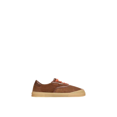 Moncler Luxe Suede Lace-up Sneakers For Women In Brown