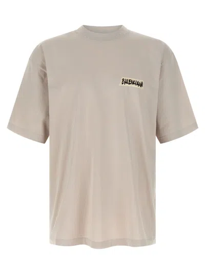 Balenciaga Oversized Logo-print Cotton-jersey T-shirt In Gray