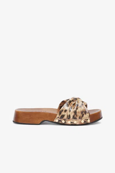 Ganni Twisted-detail Leopard-print Sandals In Animal Print